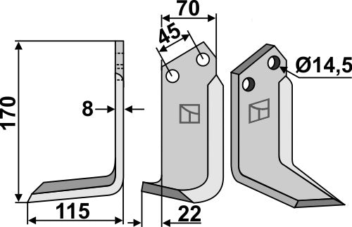 Blad 170x70mm, venstre