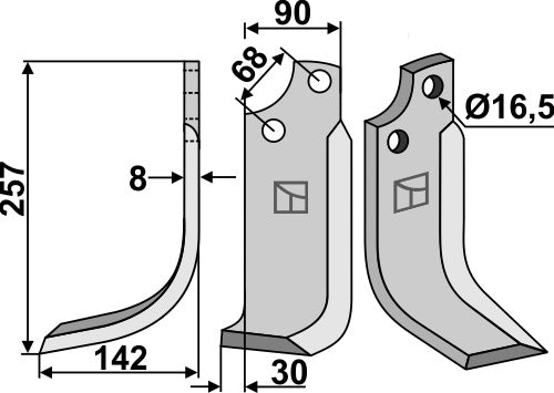 Blad 257x90mm, venstre