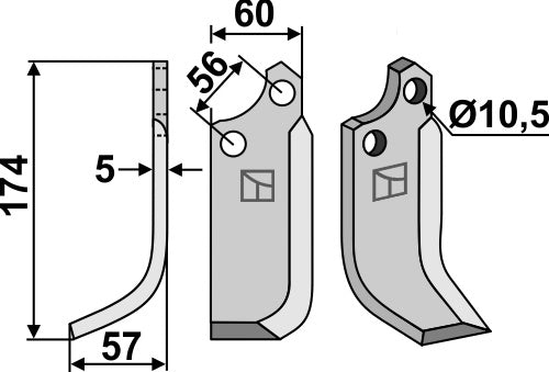 Blad 174x60mm, venstre