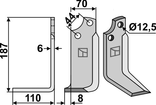 Blad 187x70mm, venstre