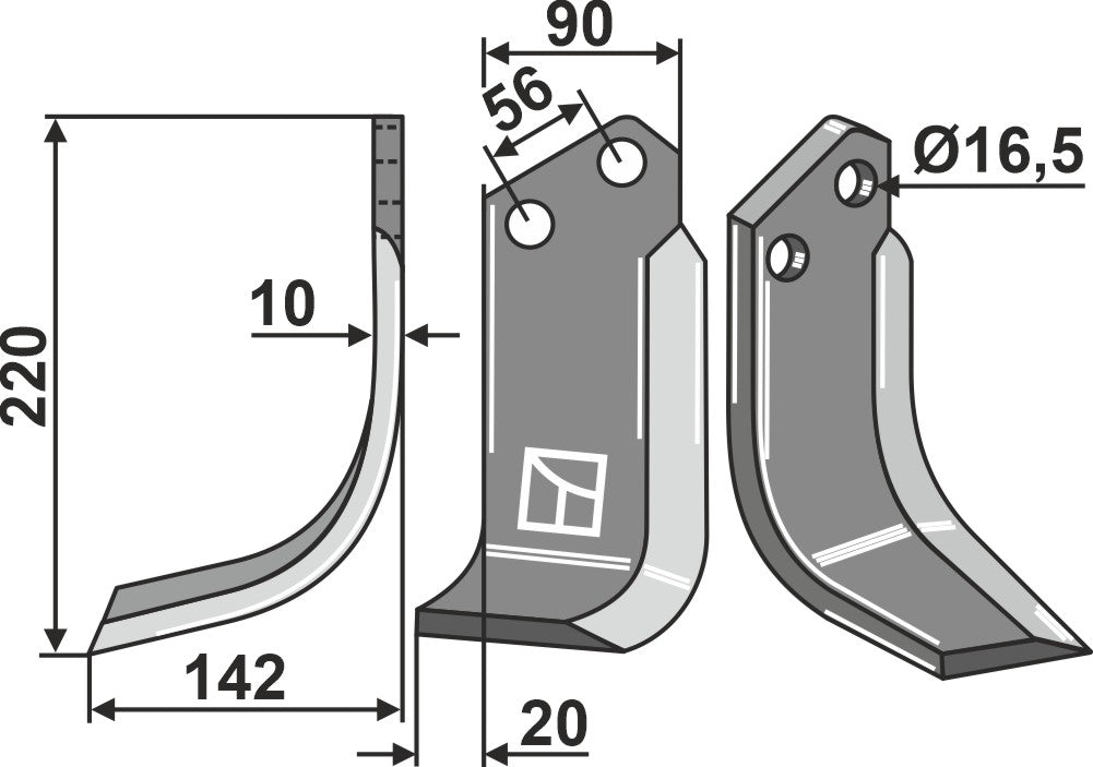 Blad 220x90mm, venstre