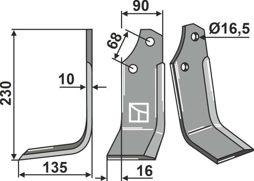 Blad 230x90mm, venstre