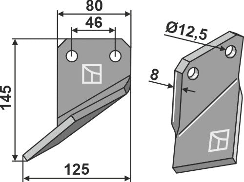 Roterende tind 145x80mm, venstre