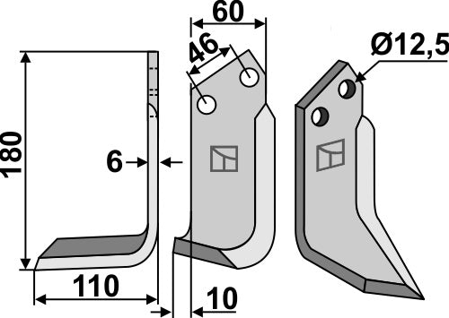 Blad 180x60mm, venstre