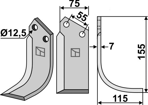 Blad 155x75mm, høyre
