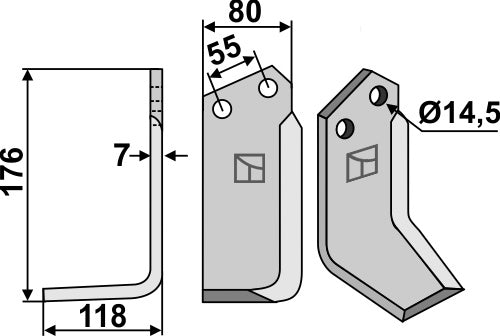 Blad 176x80mm, venstre