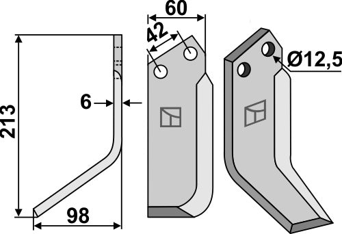 Blad 213x60mm, venstre