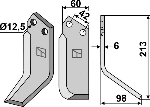 Blad 213x60mm, høyre