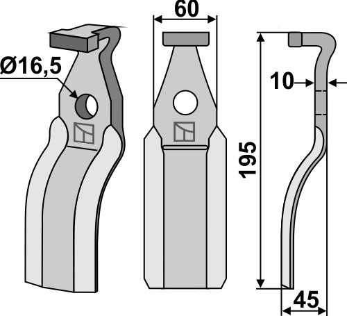 Roterende tind 195x60mm
