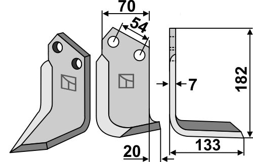 Blad 182x70mm, høyre