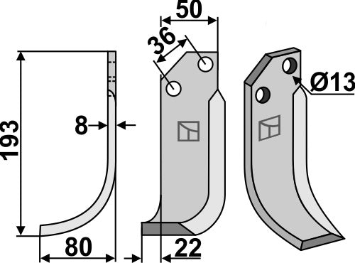 Blad 193x50mm, venstre