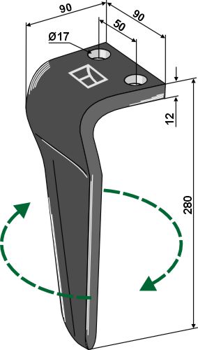 Tind for rotorharver 280 mm, høyre