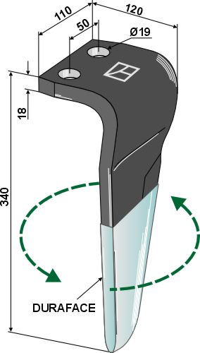 Tind for rotorharver (DURAFACE), venstre