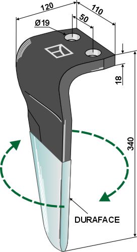 Tind for rotorharver (DURAFACE), høyre