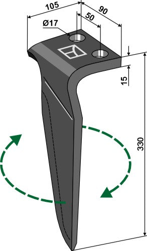 Tind for rotorharver, høyre