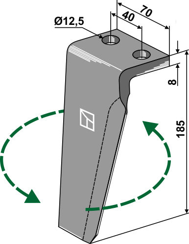 Tind for rotorharver 185 mm, venstre
