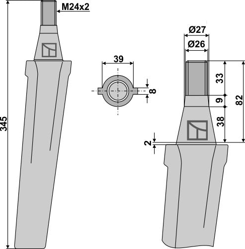 Tind for rotorharver 345 mm