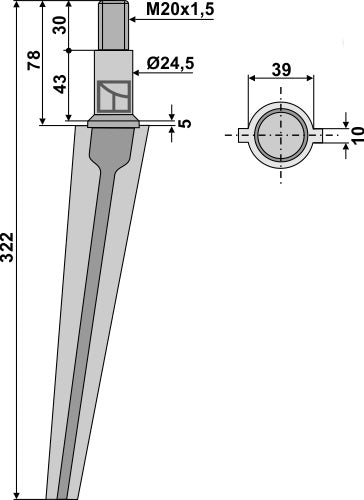Tind for rotorharver 322 mm