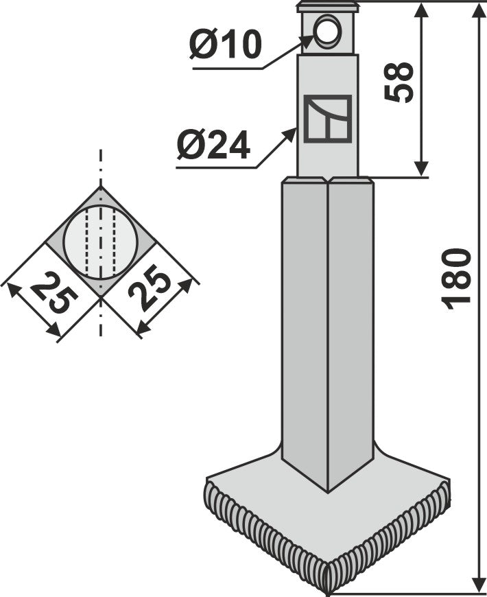 Roterende tind 180 mm