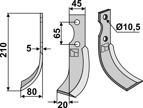 Blad 210x45mm, venstre