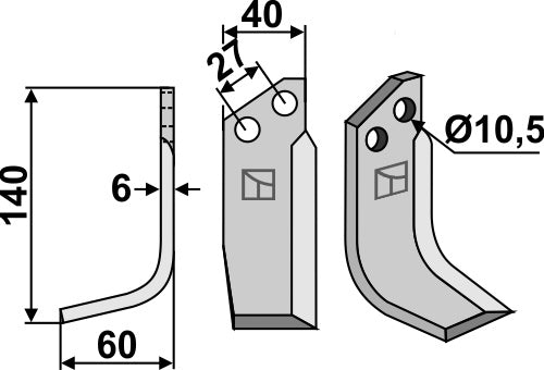 Blad 140x40mm, venstre