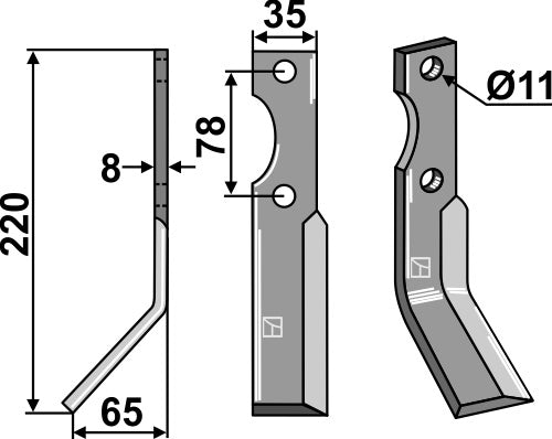 Roterende tind 220x35mm, venstre
