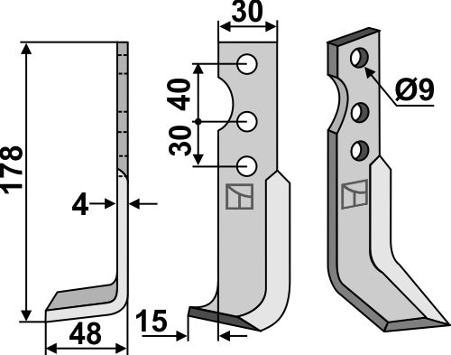 Blad 178x30mm, venstre