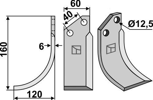 Blad 160x60mm, venstre