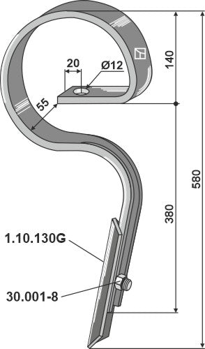 Rak harvpinne med skär