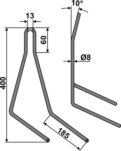 Följande tand Ø8 mm