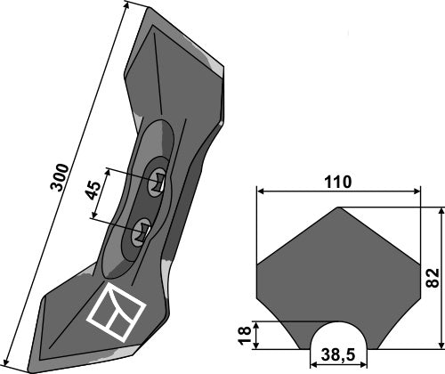 Dubbel hjärtspets 300 mm
