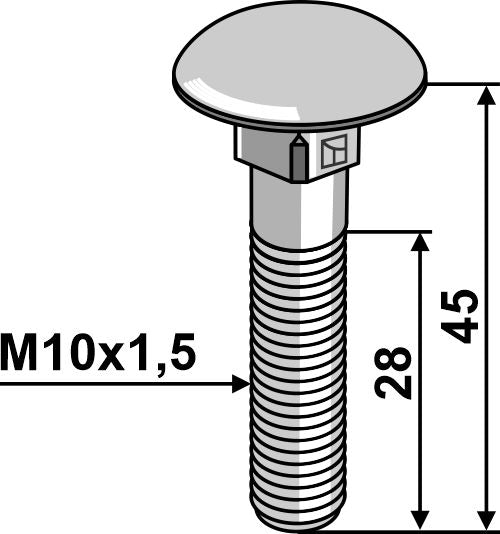 Skruv med skruvhuvud M10x1,5x45 – galvaniserad