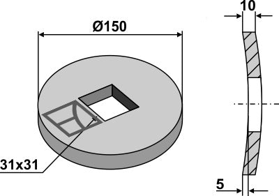 Kompensationsbricka för fyrkantig axel 28 x 28 och 30 x 30