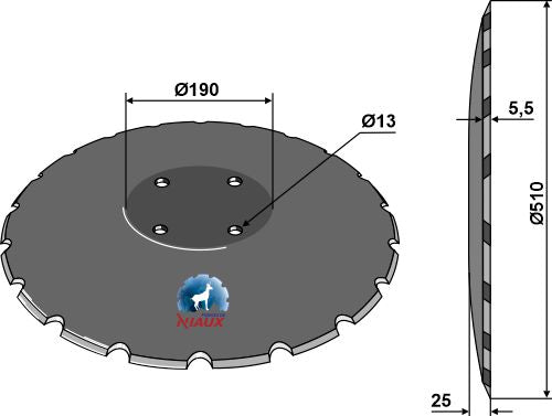 Konkav skiva Ø510x5,5  - tandad