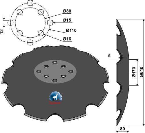 Tandad tallrik  Ø610x5 m.
