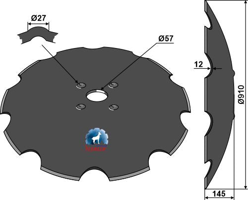 Skårad skiva Ø910x12