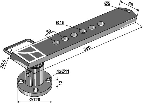 Skivnav med skaft - vänster modell