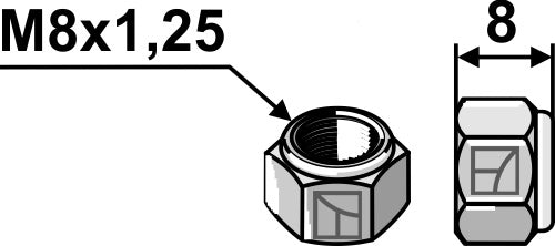 Självlåsande sexkantsmutter - M8
