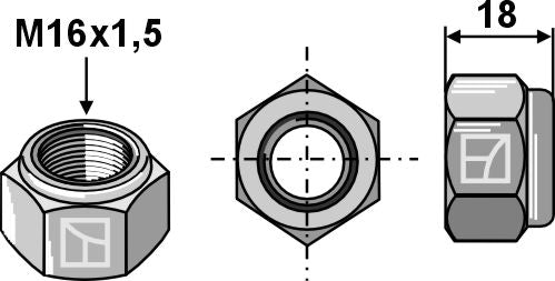 Självlåsande sexkantsmutter – M16x1,5 – 8,8