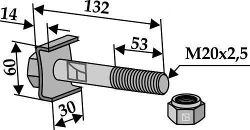 Bult med självlåsande mutter M 20 x 2,5 - 8.8