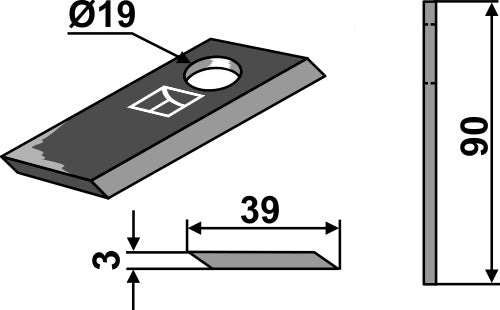 Rotorklippareblad 90x39 mm