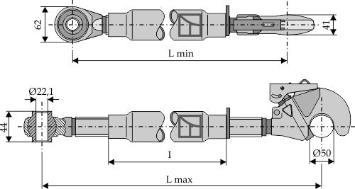 Topplänkar med automatisk krok och fästband M30x3,5