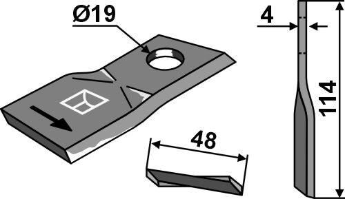 Rotorklippareblad 114x48 mm