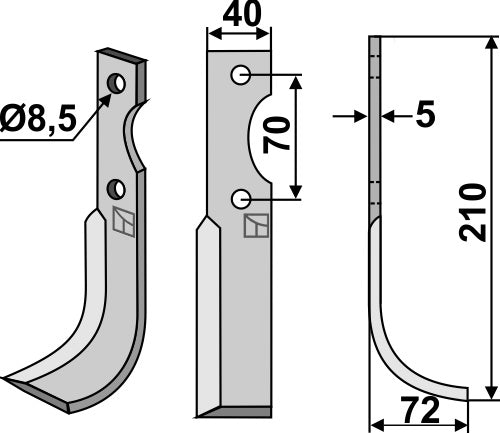 Blad 210 x 40 mm, höger