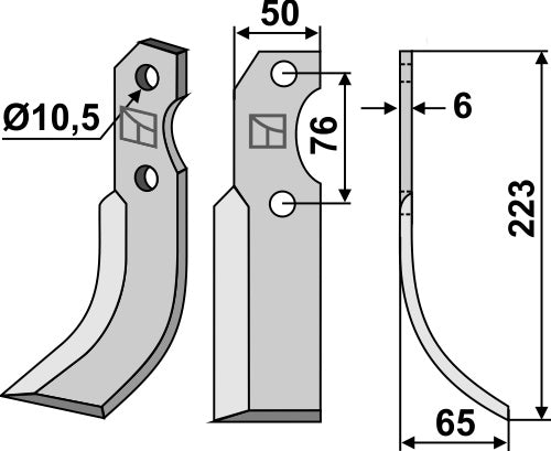 Blad 223 x 50 mm, höger