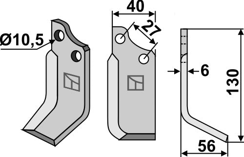 Blad 130 x 40 mm, höger
