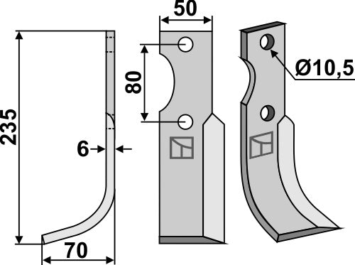 Blad 235 x 50 mm, vänster