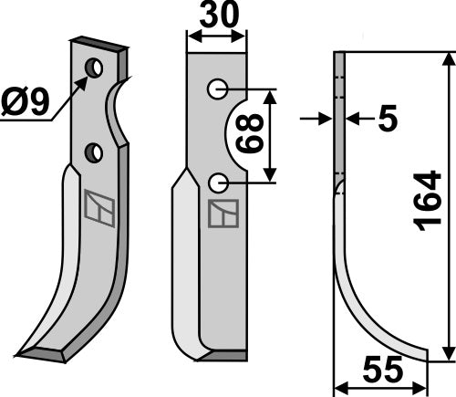 Blad 164 x 30 mm, höger