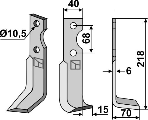 Blad 218 x 40 mm, höger