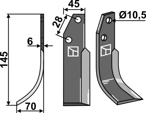 Blad 145 x 45 mm, vänster